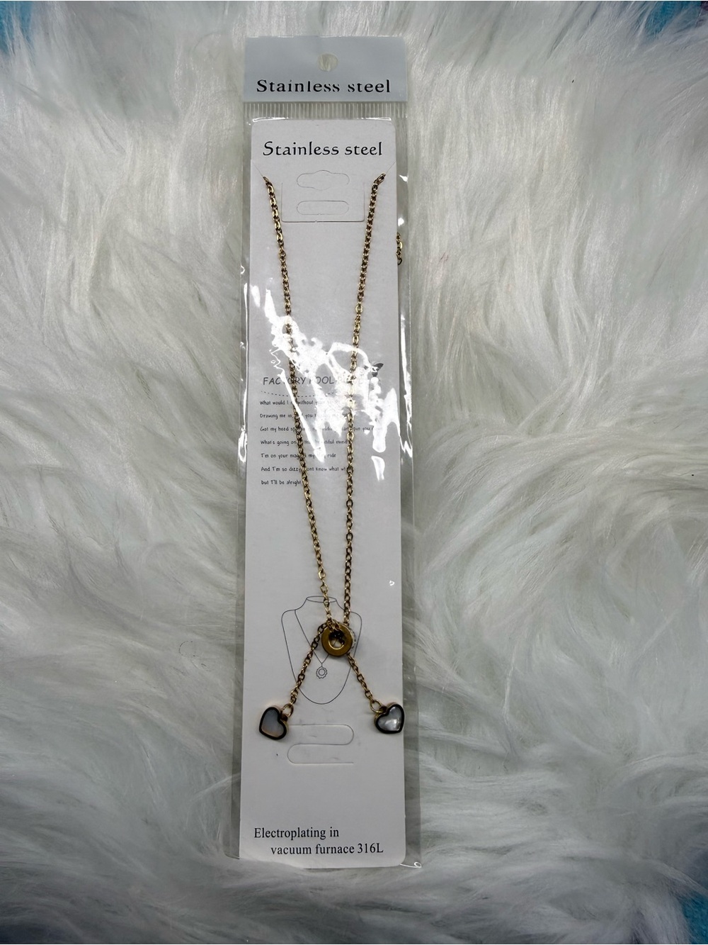 & Other Stories Gold Tone Necklace with Double Heart Charms